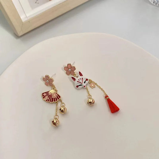 Anime Cherry Blossoms Fox Fashion Earrings