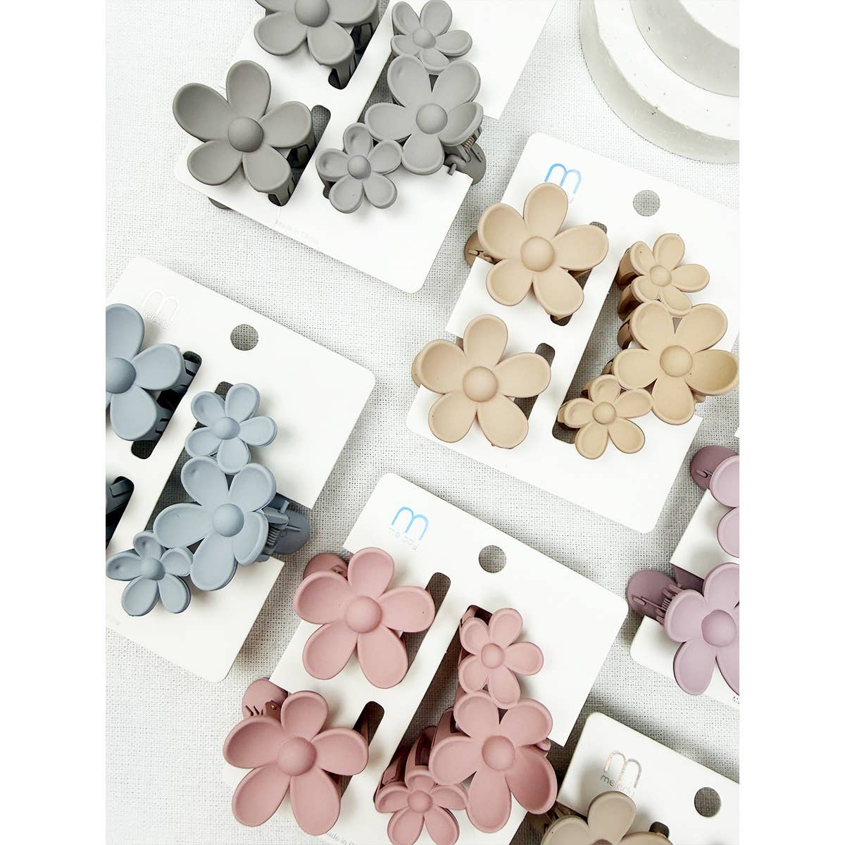 3 pc Set Mini and Medium Flower Hair Claw