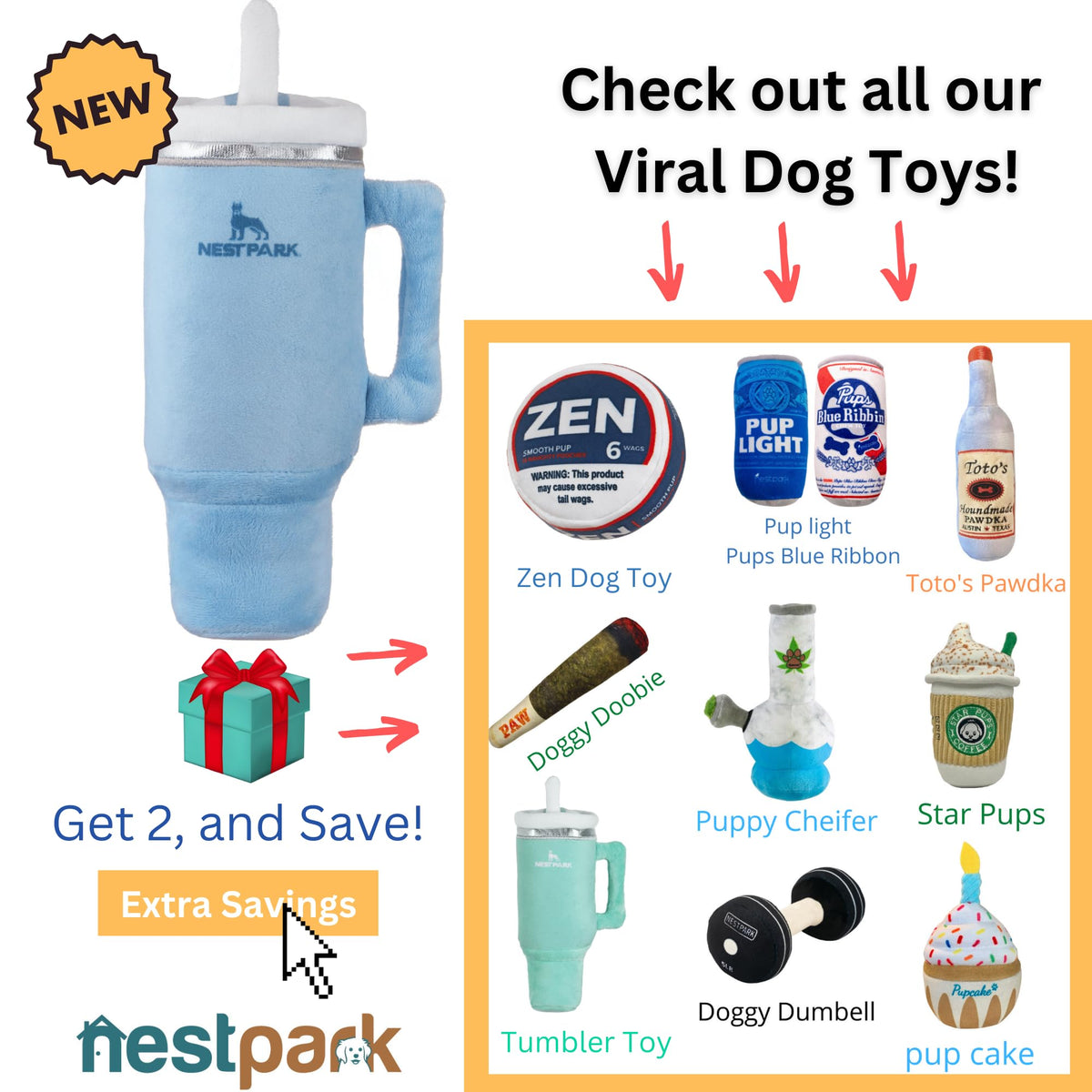 Nestpark Tumbler Cup Funny Dog Toy