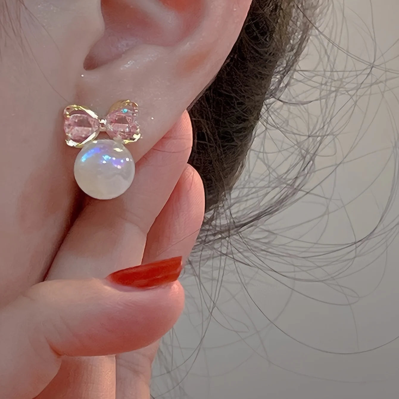 Elegant Bowknot & Faux Pearl Stud Earrings