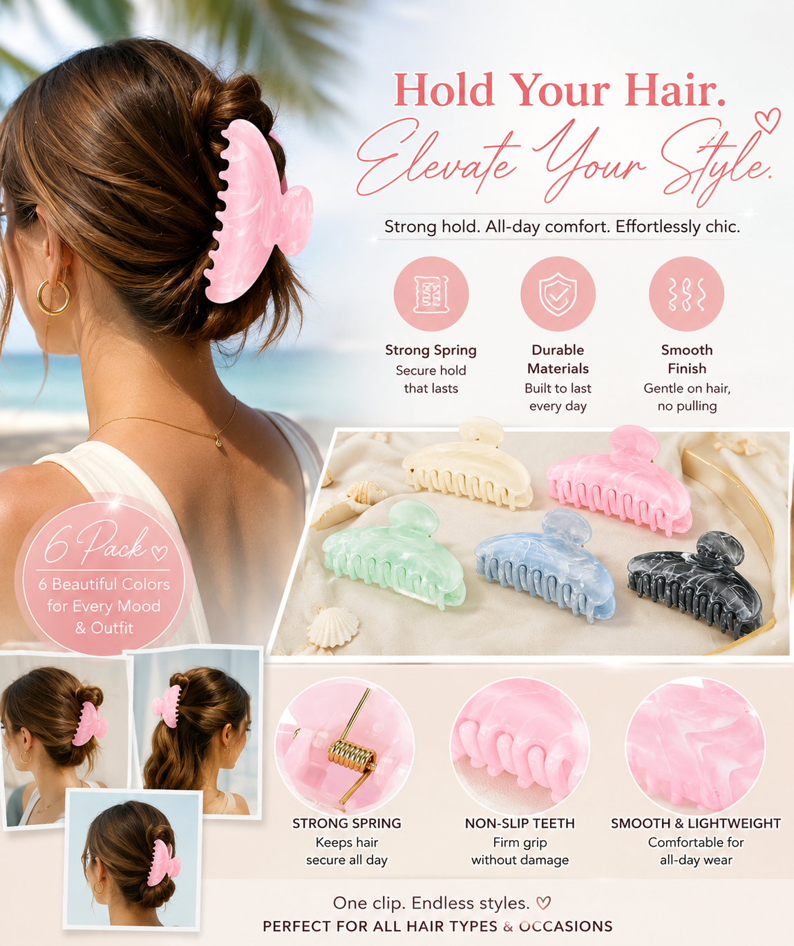 Pastel Marble Claw Hair Clip
