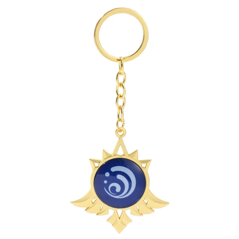 Anime Keychain Genshin Impact  Vision Lnazuma Ganyu Keqing Wendi Xiao Keychain Luminous 7 Element Eye Of Original God KeyRing