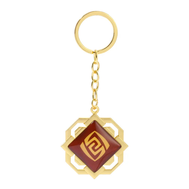 Anime Keychain Genshin Impact  Vision Lnazuma Ganyu Keqing Wendi Xiao Keychain Luminous 7 Element Eye Of Original God KeyRing