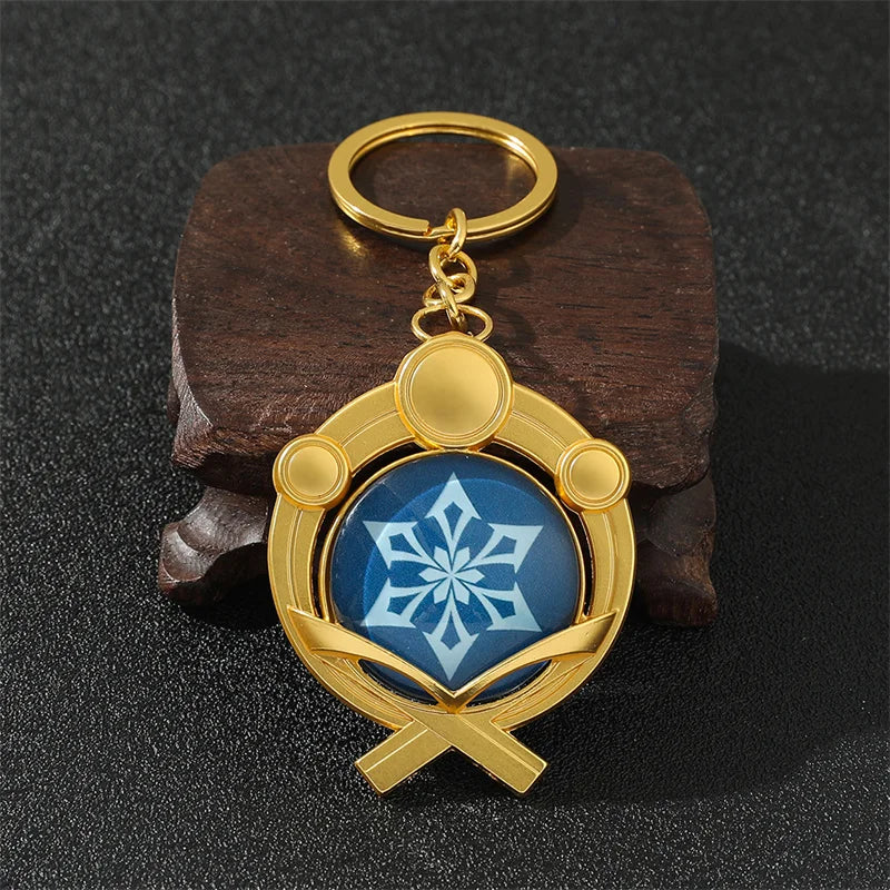 Anime Keychain Genshin Impact  Vision Lnazuma Ganyu Keqing Wendi Xiao Keychain Luminous 7 Element Eye Of Original God KeyRing