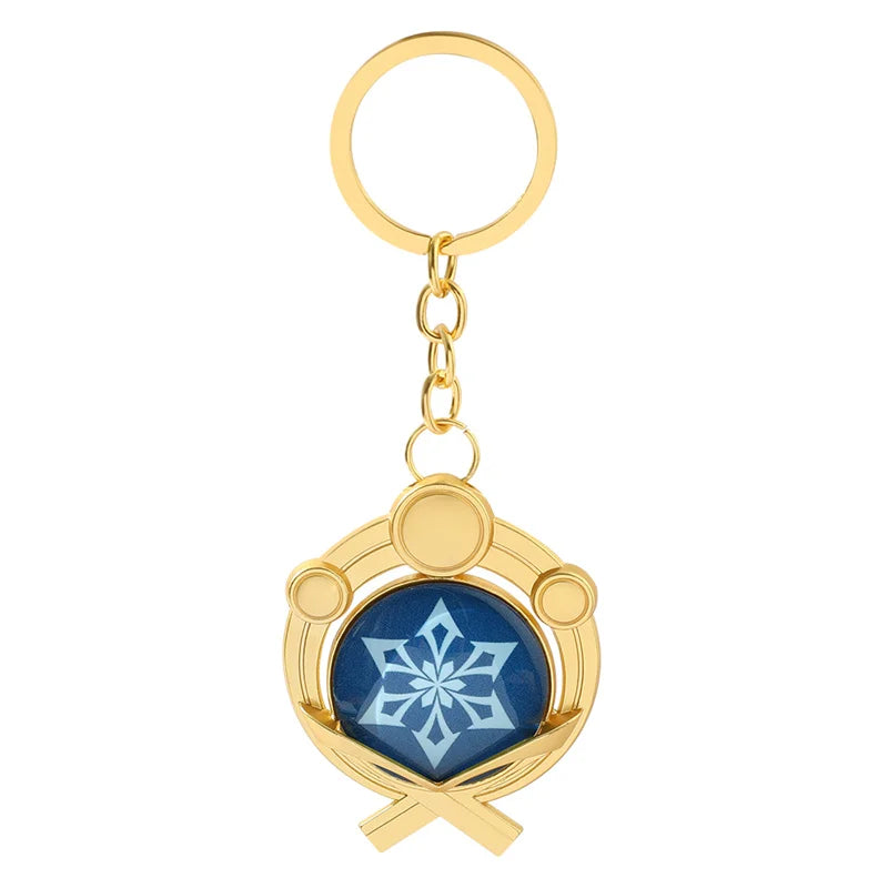 Anime Keychain Genshin Impact  Vision Lnazuma Ganyu Keqing Wendi Xiao Keychain Luminous 7 Element Eye Of Original God KeyRing