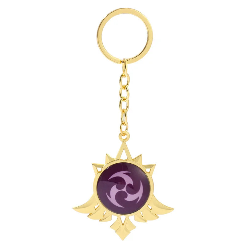 Anime Keychain Genshin Impact  Vision Lnazuma Ganyu Keqing Wendi Xiao Keychain Luminous 7 Element Eye Of Original God KeyRing