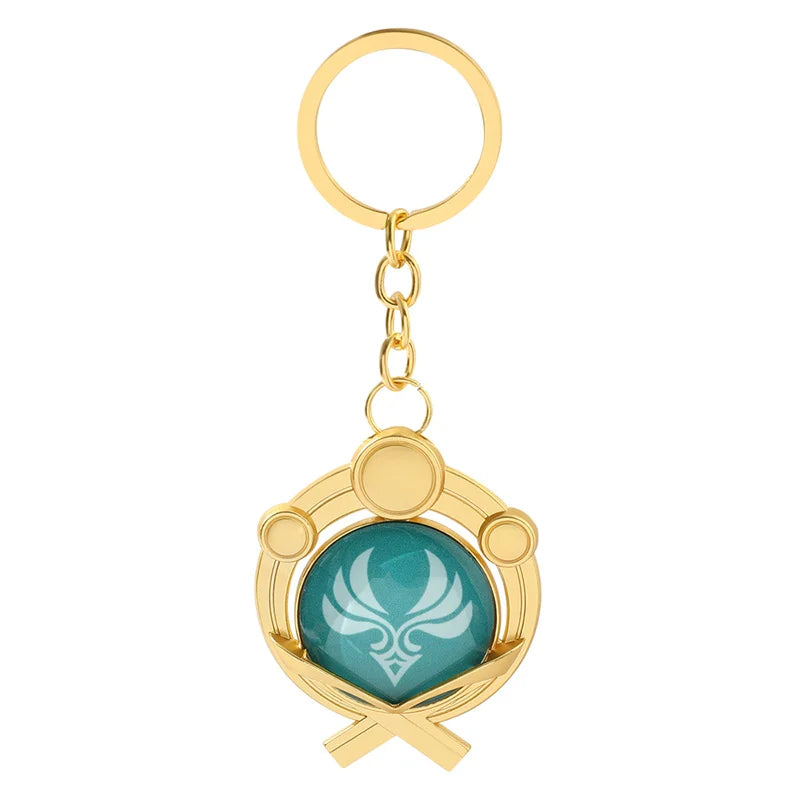 Anime Keychain Genshin Impact  Vision Lnazuma Ganyu Keqing Wendi Xiao Keychain Luminous 7 Element Eye Of Original God KeyRing