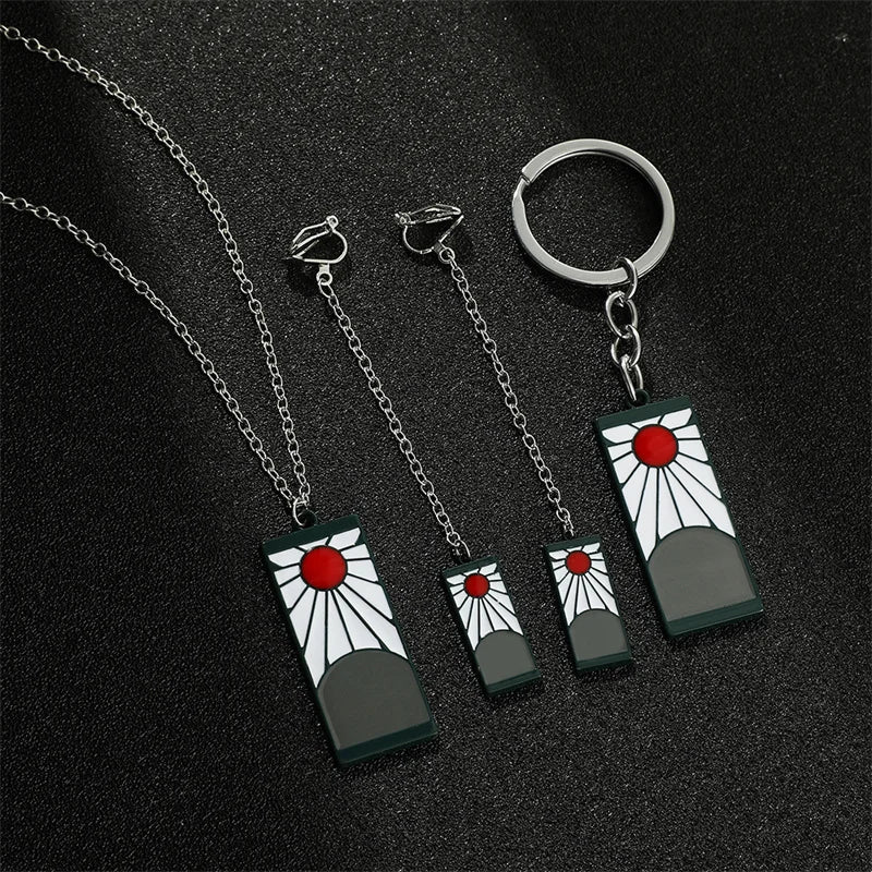2022 New Anime Peripheral Demon Slaye Drop Earrings Female Model Male Long Necklace Keychain Jewelry Fashion Gift for Girlfriend