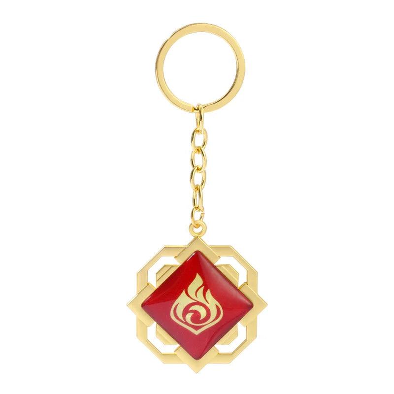 Anime Keychain Genshin Impact  Vision Lnazuma Ganyu Keqing Wendi Xiao Keychain Luminous 7 Element Eye Of Original God KeyRing