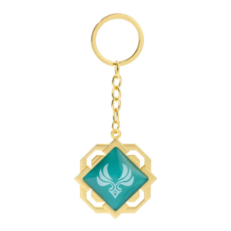 Anime Keychain Genshin Impact  Vision Lnazuma Ganyu Keqing Wendi Xiao Keychain Luminous 7 Element Eye Of Original God KeyRing