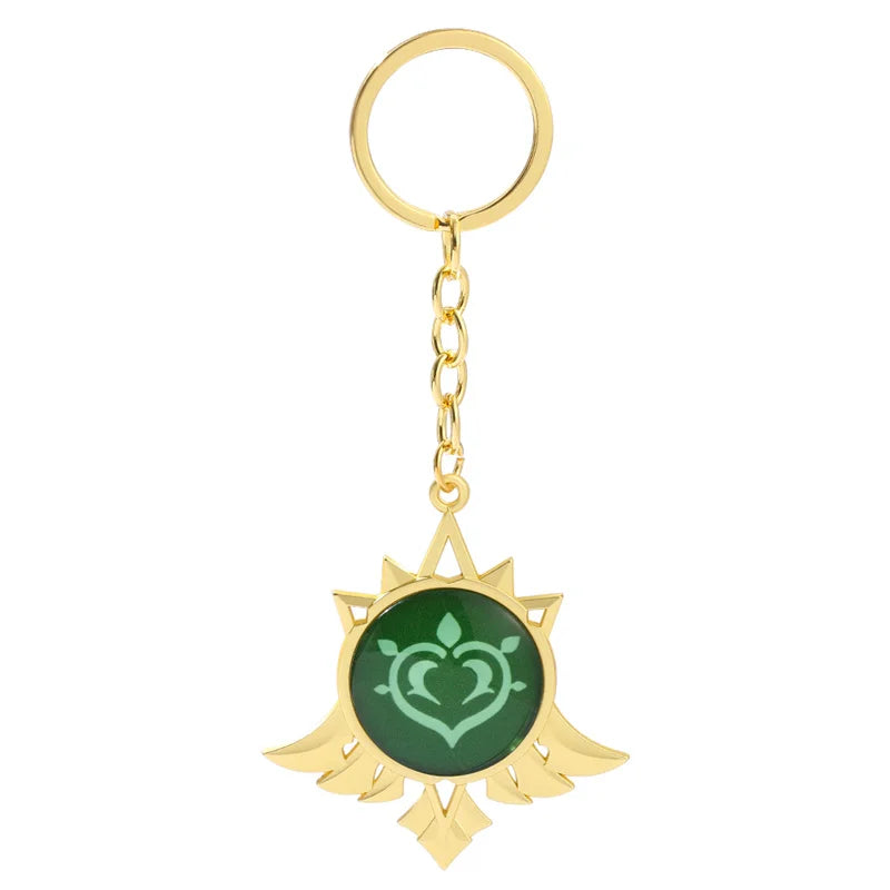Anime Keychain Genshin Impact  Vision Lnazuma Ganyu Keqing Wendi Xiao Keychain Luminous 7 Element Eye Of Original God KeyRing