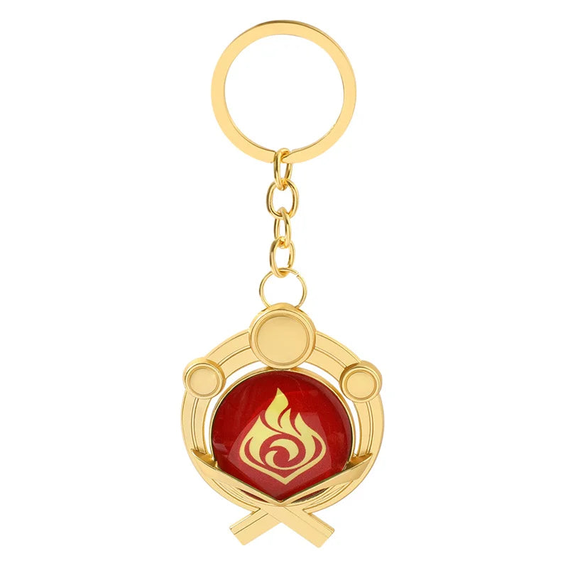 Anime Keychain Genshin Impact  Vision Lnazuma Ganyu Keqing Wendi Xiao Keychain Luminous 7 Element Eye Of Original God KeyRing
