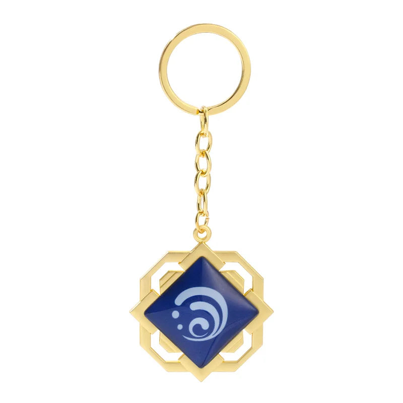 Anime Keychain Genshin Impact  Vision Lnazuma Ganyu Keqing Wendi Xiao Keychain Luminous 7 Element Eye Of Original God KeyRing