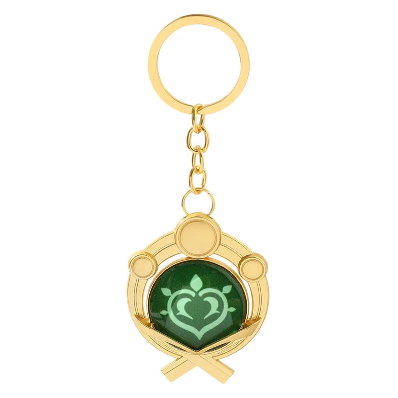 Anime Keychain Genshin Impact  Vision Lnazuma Ganyu Keqing Wendi Xiao Keychain Luminous 7 Element Eye Of Original God KeyRing