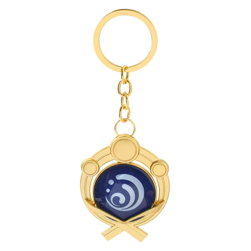 Anime Keychain Genshin Impact  Vision Lnazuma Ganyu Keqing Wendi Xiao Keychain Luminous 7 Element Eye Of Original God KeyRing