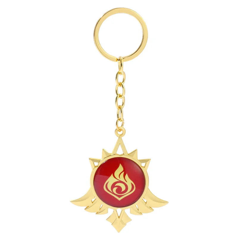 Anime Keychain Genshin Impact  Vision Lnazuma Ganyu Keqing Wendi Xiao Keychain Luminous 7 Element Eye Of Original God KeyRing