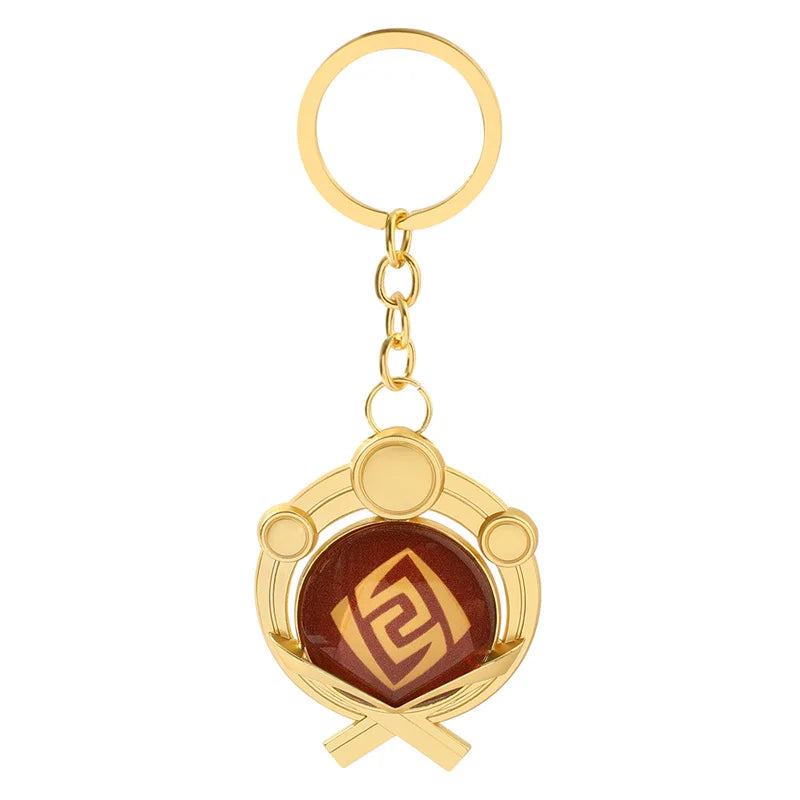 Anime Keychain Genshin Impact  Vision Lnazuma Ganyu Keqing Wendi Xiao Keychain Luminous 7 Element Eye Of Original God KeyRing