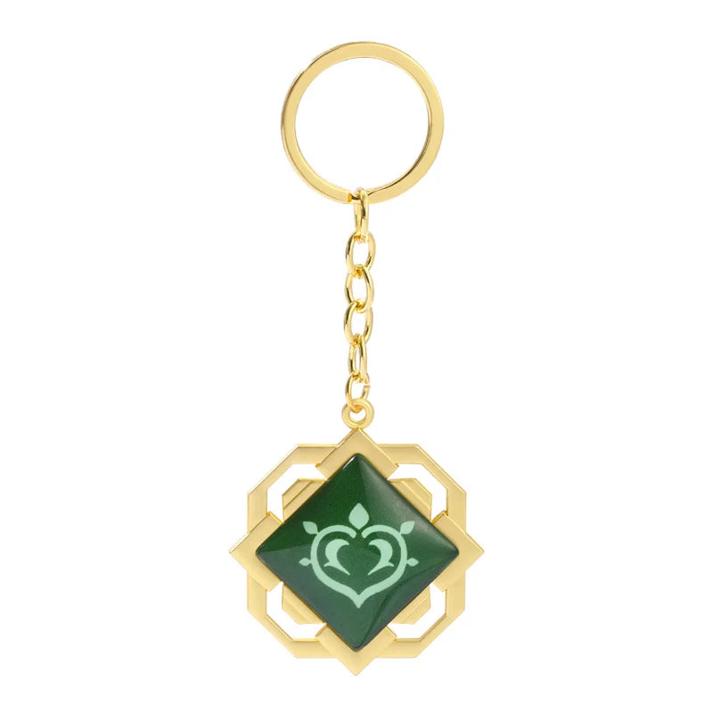 Anime Keychain Genshin Impact  Vision Lnazuma Ganyu Keqing Wendi Xiao Keychain Luminous 7 Element Eye Of Original God KeyRing