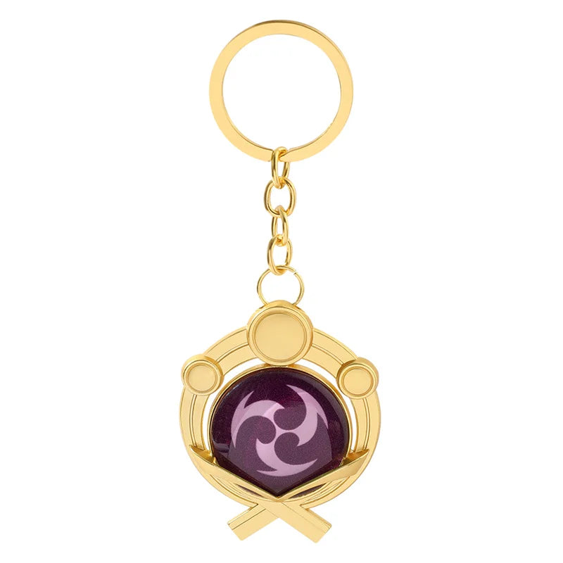 Anime Keychain Genshin Impact  Vision Lnazuma Ganyu Keqing Wendi Xiao Keychain Luminous 7 Element Eye Of Original God KeyRing