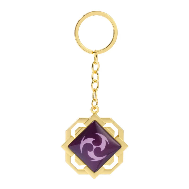 Anime Keychain Genshin Impact  Vision Lnazuma Ganyu Keqing Wendi Xiao Keychain Luminous 7 Element Eye Of Original God KeyRing