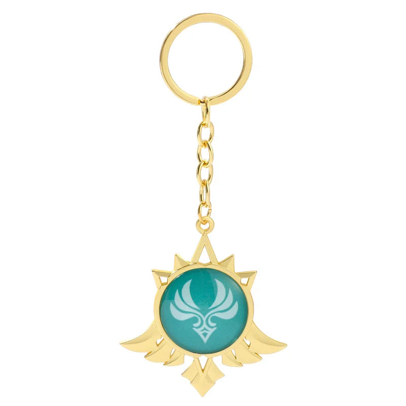 Anime Keychain Genshin Impact  Vision Lnazuma Ganyu Keqing Wendi Xiao Keychain Luminous 7 Element Eye Of Original God KeyRing
