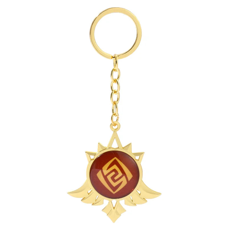 Anime Keychain Genshin Impact  Vision Lnazuma Ganyu Keqing Wendi Xiao Keychain Luminous 7 Element Eye Of Original God KeyRing