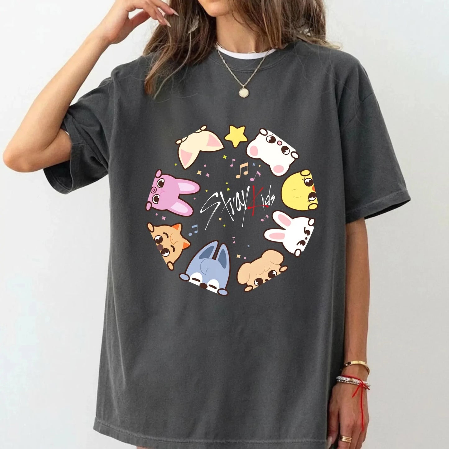 KPop Stray Kids SKZOO Merch T-shirt Men Women Summer 100 Cotton Clothing Fashion Oversize Short Sleeved Top Streetwear Unisex