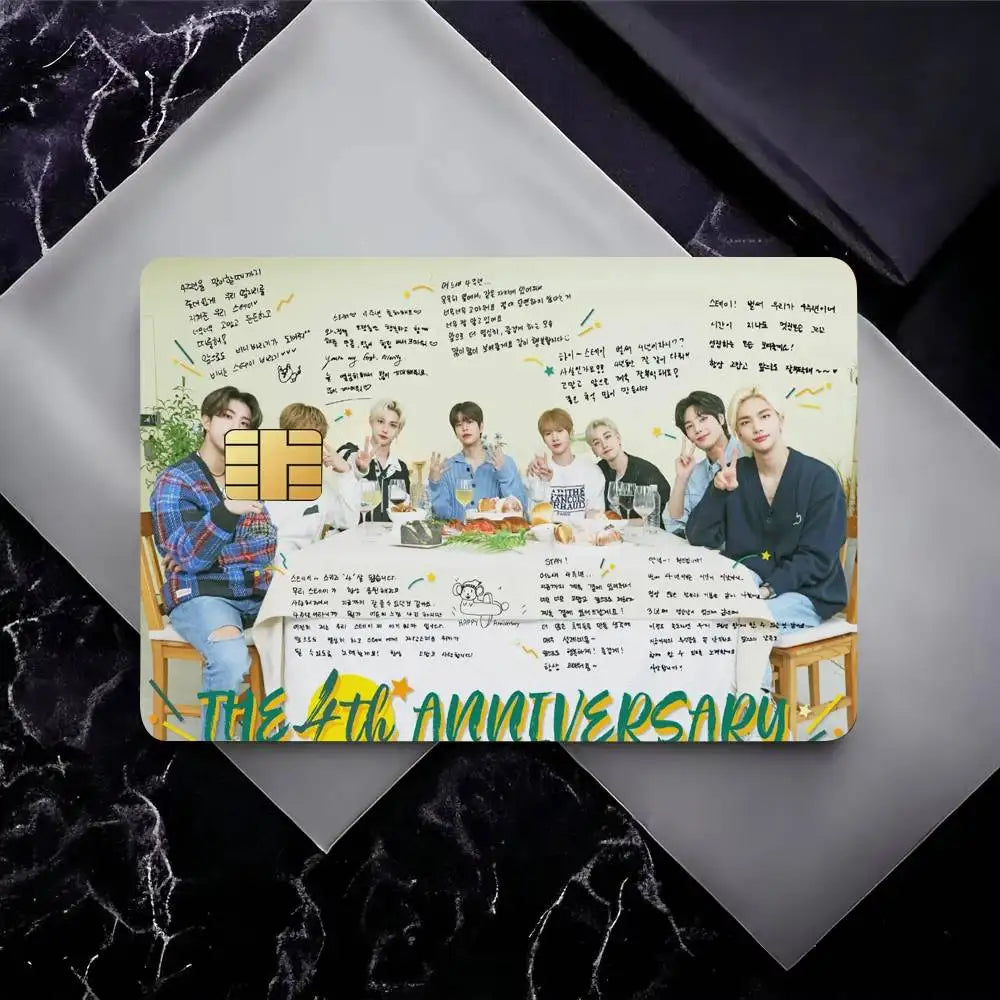 KPOP S-stray Kids Card Stickers Sticker Decal 4pcs PVC Credit Card Skins Removable Self-adhesive Protective Film
