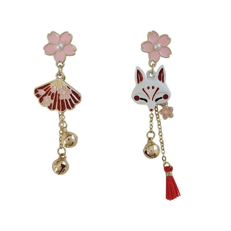 Anime Cherry Blossoms Fox Fashion Earrings