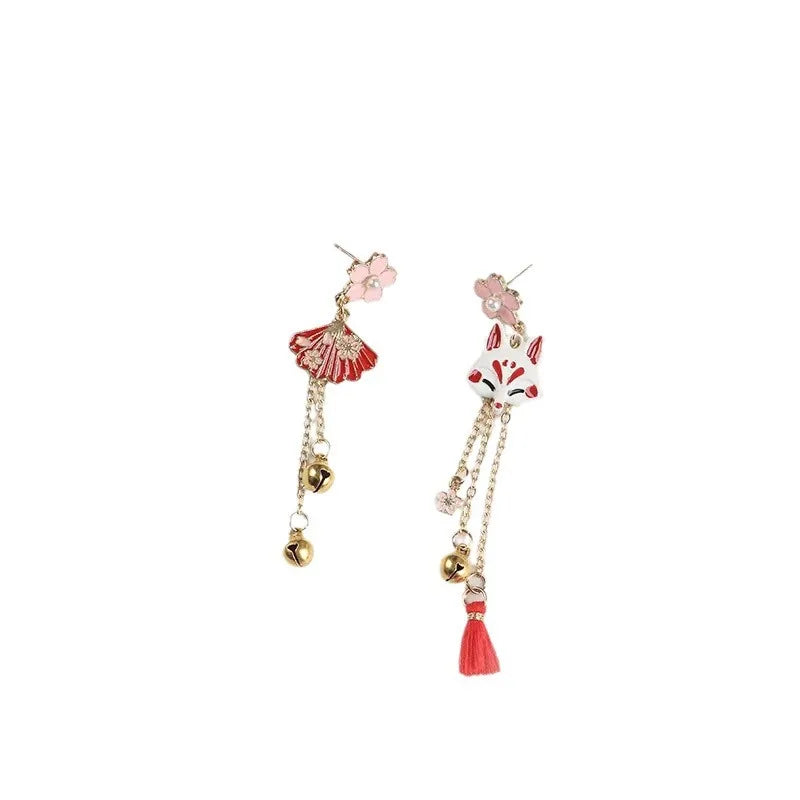 Anime Cherry Blossoms Fox Fashion Earrings