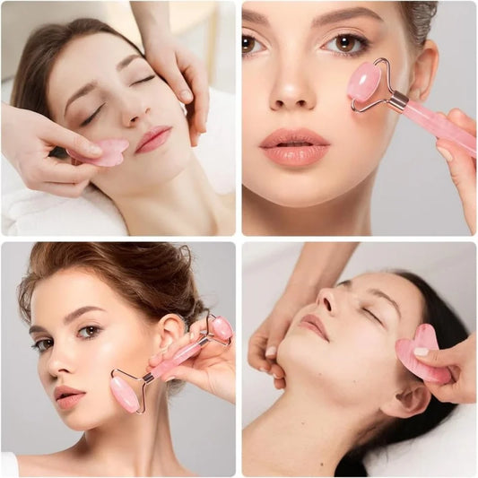 Facial roller and gua sha set, facial massage tools for skincare, relaxation, home beauty, and daily use
