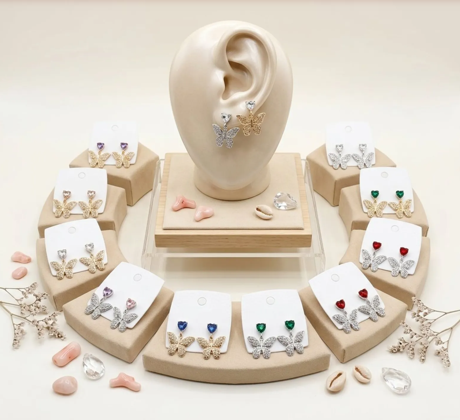Heart & Butterfly Drop Earrings
