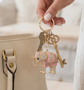 Rhinestone Elephant Charm Keychain