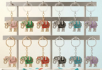 Rhinestone Elephant Charm Keychain