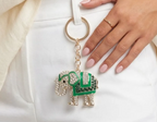 Rhinestone Elephant Charm Keychain