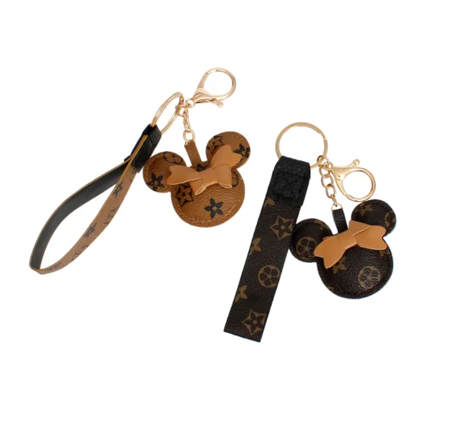 Minnie-Inspired Monogram Wristlet Keychain Charm