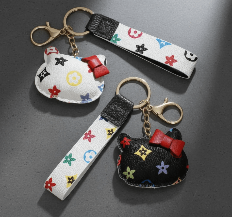 Kitty-Inspired Monogram Wristlet Keychain Charm - Mahalina