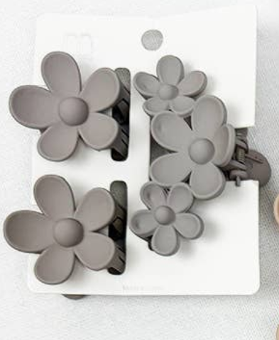3 pc Set Mini and Medium Flower Hair Claw