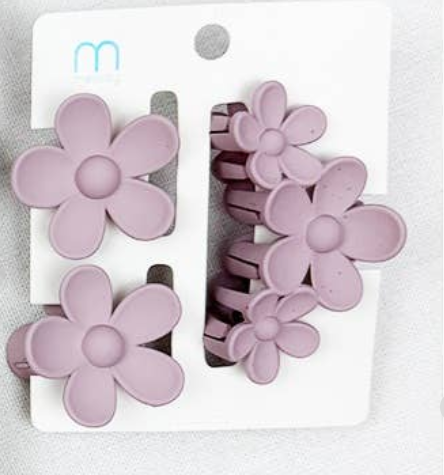 3 pc Set Mini and Medium Flower Hair Claw