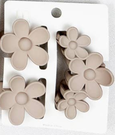 3 pc Set Mini and Medium Flower Hair Claw