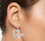 Breast Cancer Fish Hook Hope Glam Earrings