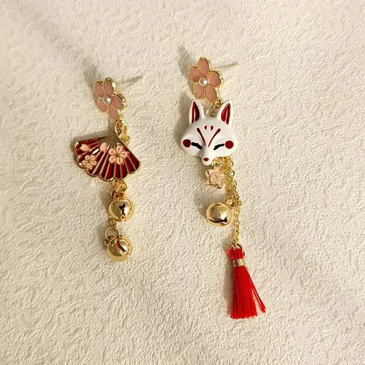 Anime Cherry Blossoms Fox Fashion Earrings