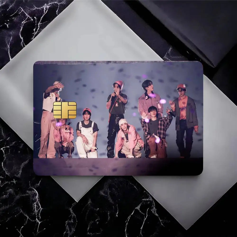KPOP S-stray Kids Card Stickers Sticker Decal 4pcs PVC Credit Card Skins Removable Self-adhesive Protective Film