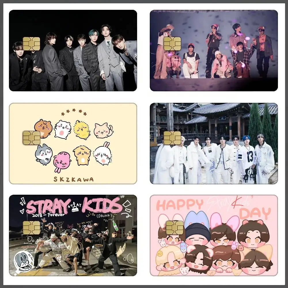 KPOP S-stray Kids Card Stickers Sticker Decal 4pcs PVC Credit Card Skins Removable Self-adhesive Protective Film
