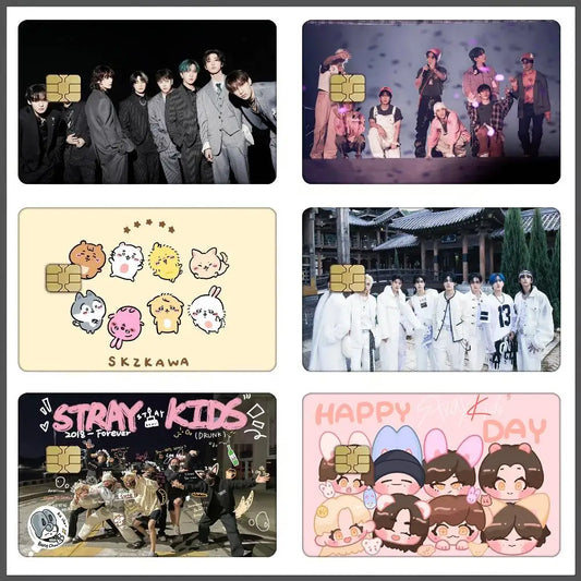 KPOP S-stray Kids Card Stickers Sticker Decal 4pcs PVC Credit Card Skins Removable Self-adhesive Protective Film