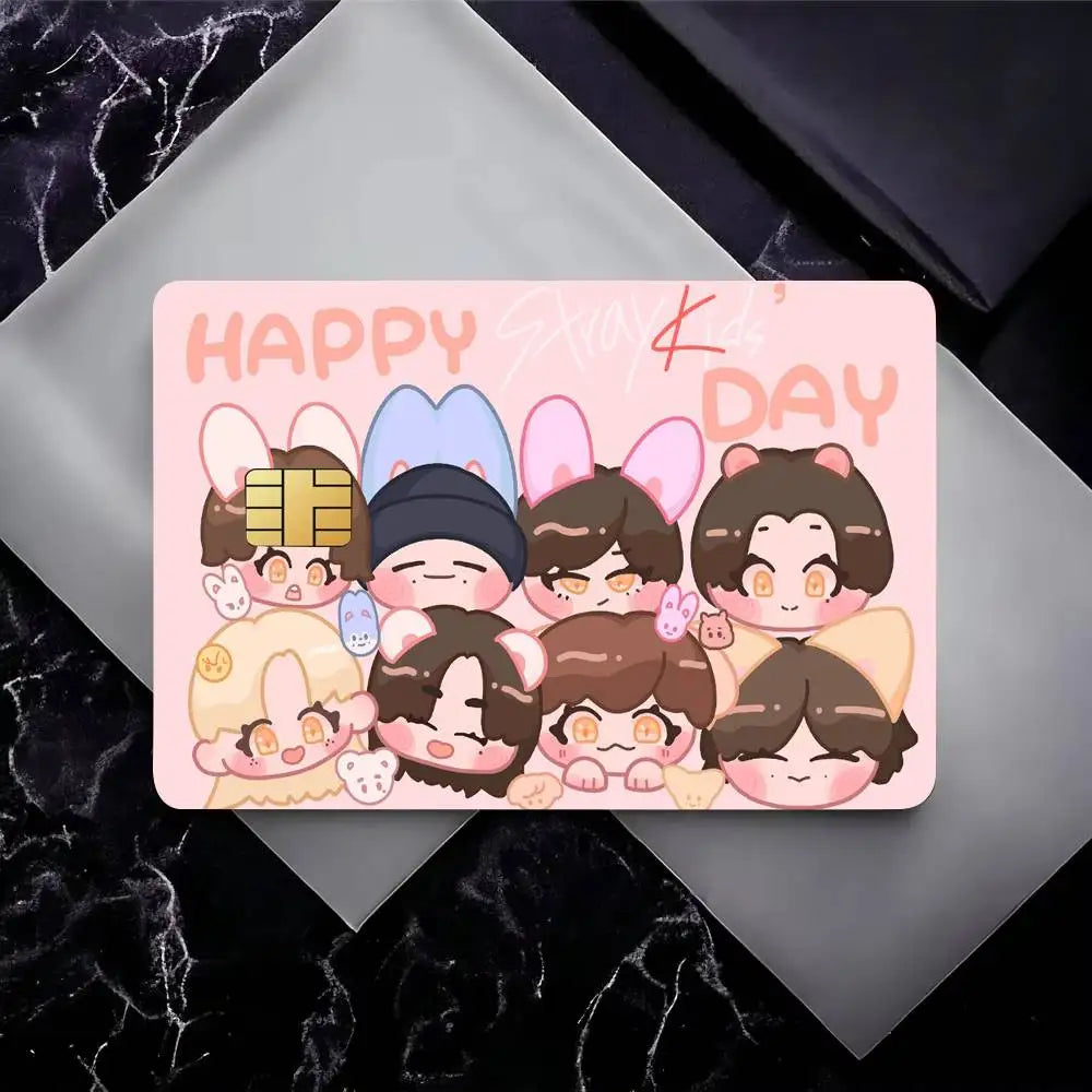 KPOP S-stray Kids Card Stickers Sticker Decal 4pcs PVC Credit Card Skins Removable Self-adhesive Protective Film
