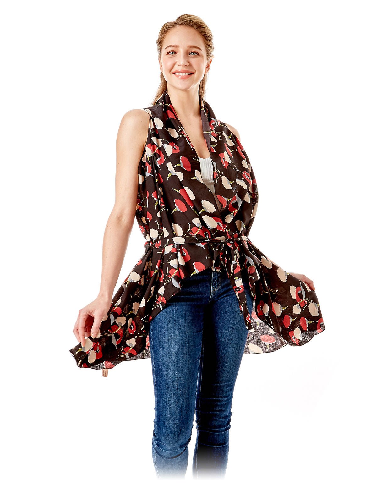 Black Floral Vest Cover Up - Mahalina