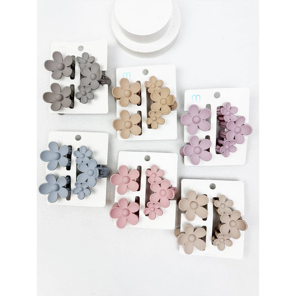 3 pc Set Mini and Medium Flower Hair Claw