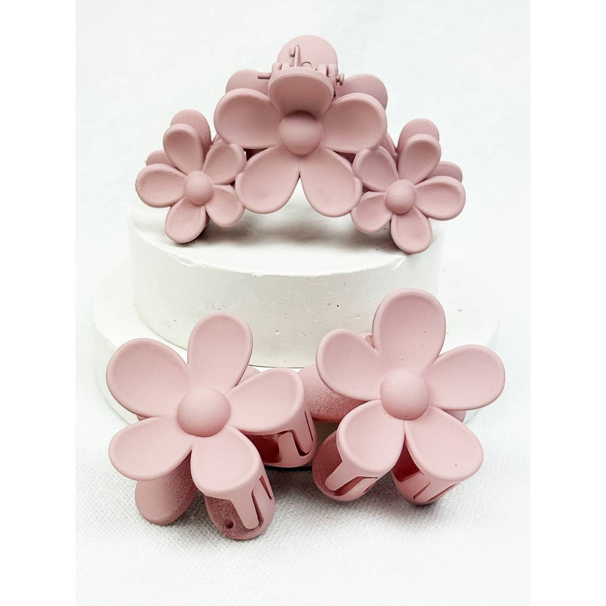 3 pc Set Mini and Medium Flower Hair Claw