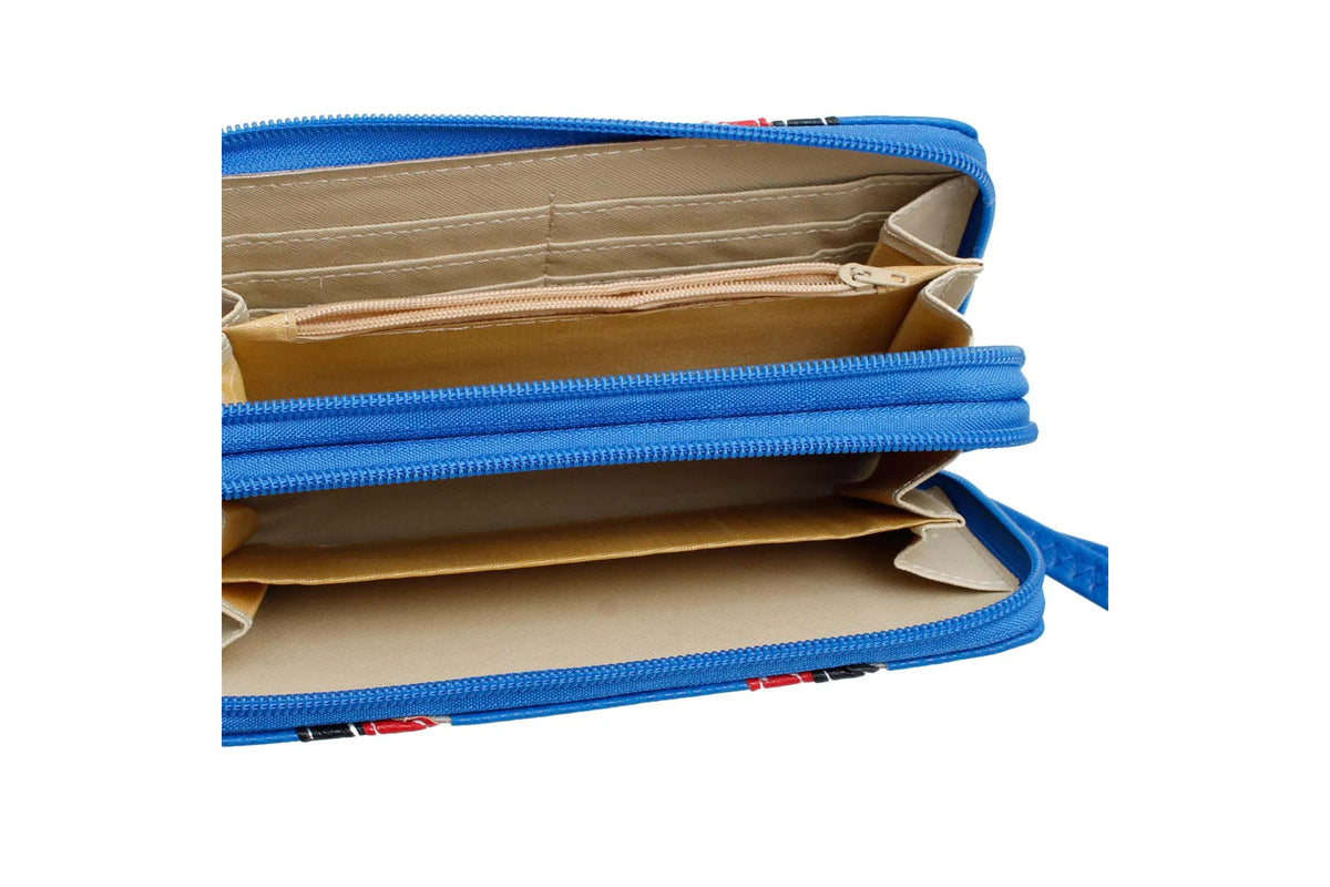 Striped Double Zipper Wallet